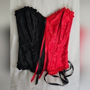 Elegant Black and Red Lace Corset